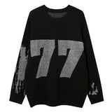 Men's Digital Pattern Knitted Pullover Autumn Winter Oversized Loose Thick Sweater High Street Trend Hip Hop Jumper Unisex Y2K Street King Limited