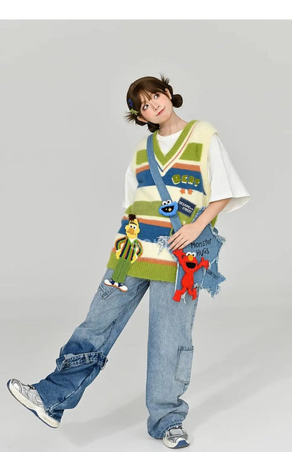 2024 autumn/winter new retro sweater paired with Harajuku pattern t-shirtoversized t-shirt professional choice for warm lining Street King Limited