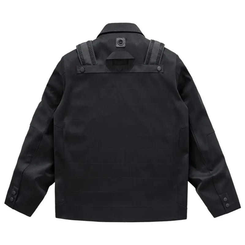 2024 new in workwear suit with multiple pockets jacket korean version motorcycle medium length jackets for men streetwear urban fashion pants