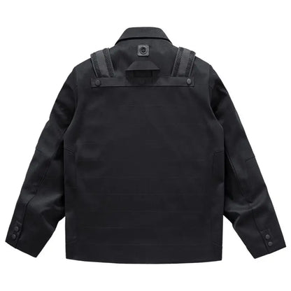 2024 new in workwear suit with multiple pockets jacket korean version motorcycle medium length jackets for men streetwear urban fashion pants