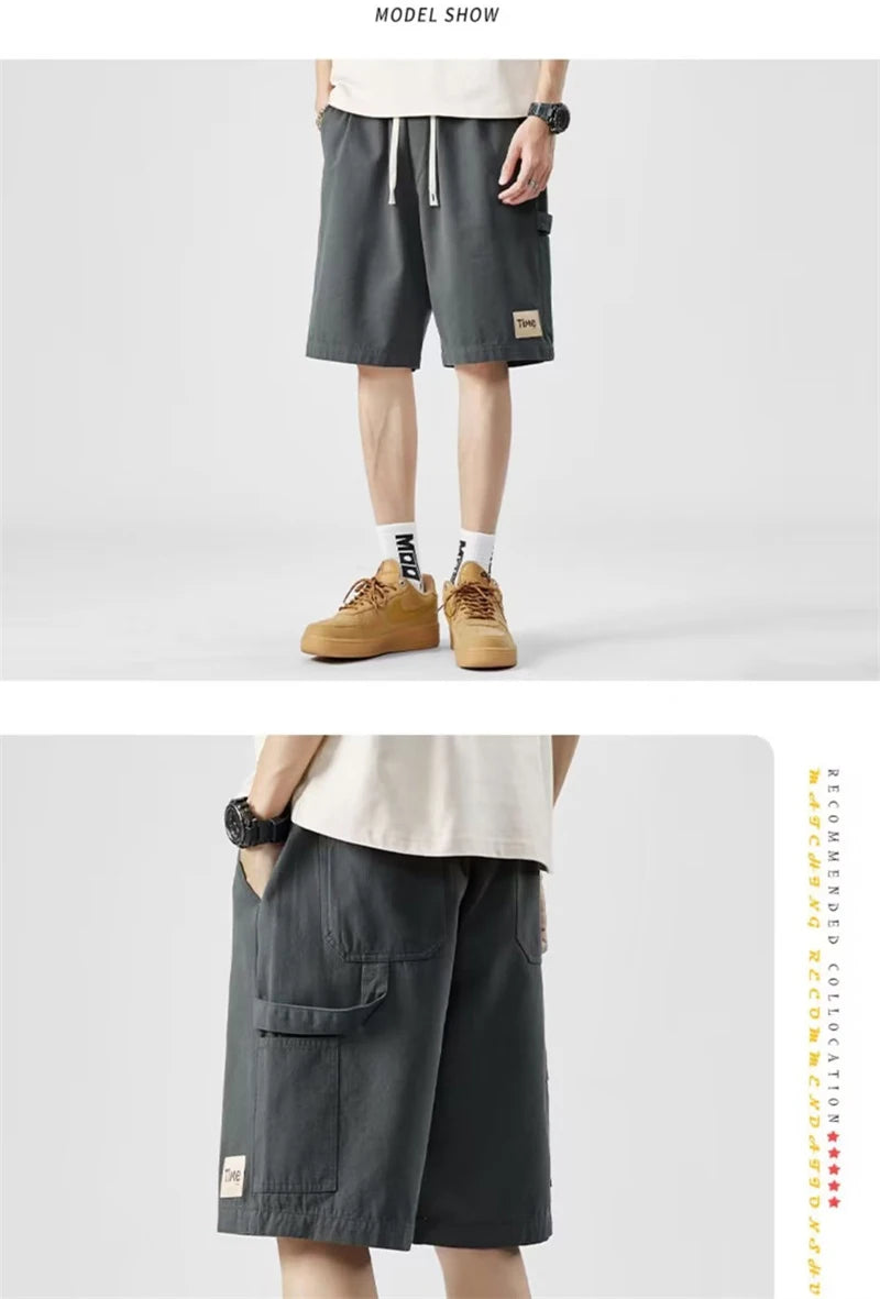 summer american casual retro shorts for men 2025 new loose straight short sweatpant streetwear fashion five point baggy bermudas unique joggers style 336