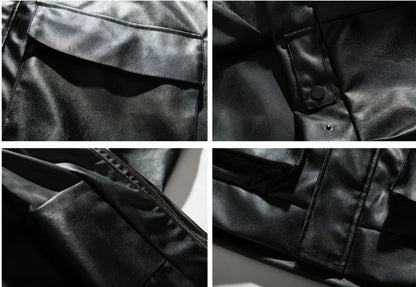 japanese spring pu leather jacket mens high street black profile tooling pilot jacket loose standing collar motorcycle outwear unique default style 2081