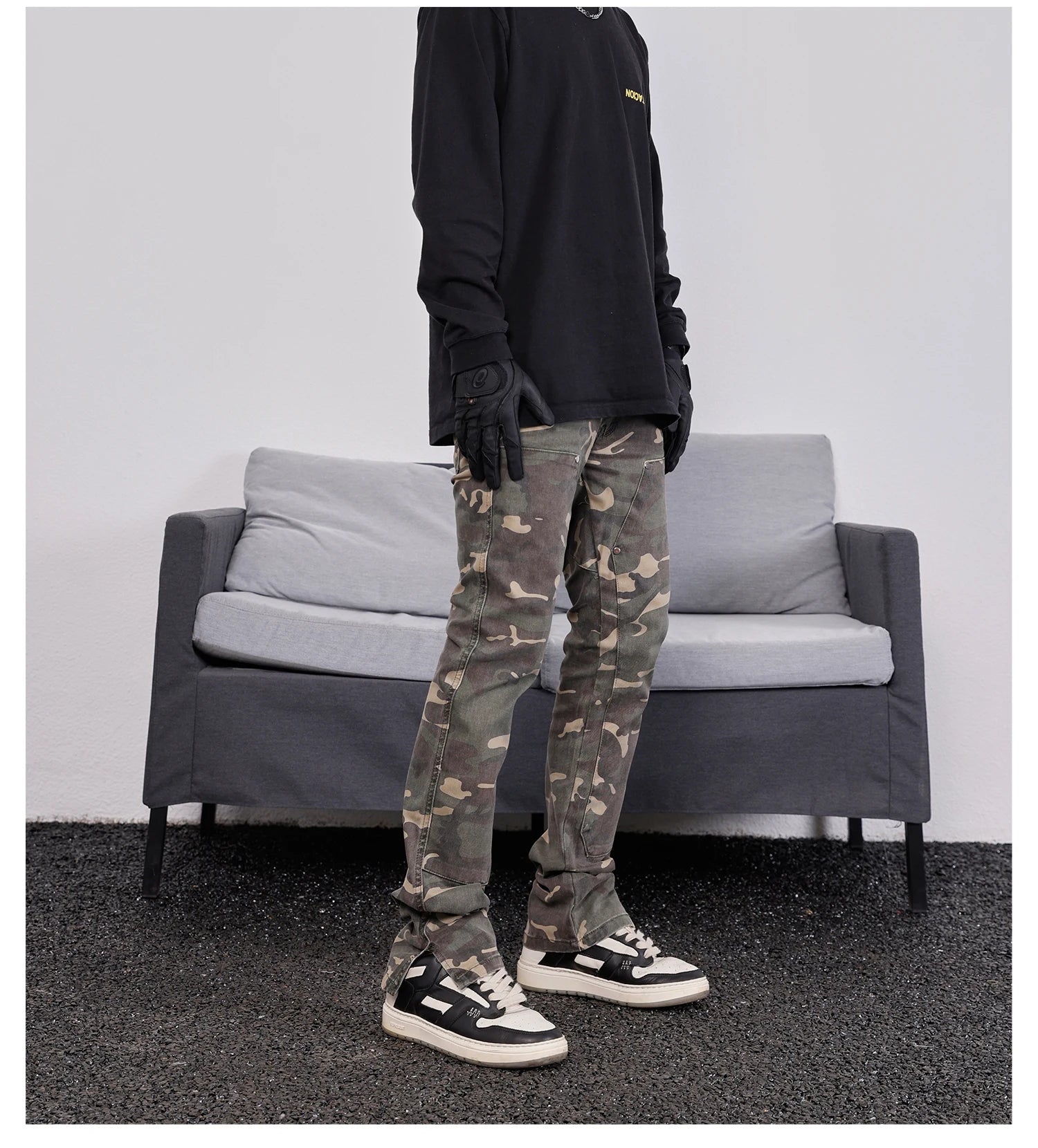 mens hip hop streetwear denim pants fashion camouflage pants 2023 harajuku cotton zipper joggers slim fit jeans trousers pants unique joggers style 1715