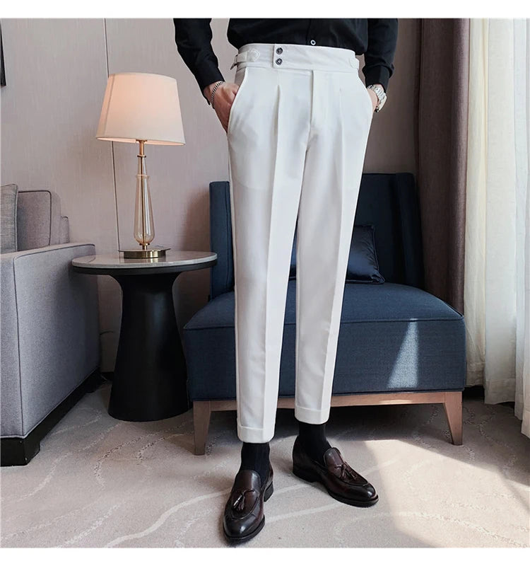 2024 High Quality Business Casual Draped High-waist Trousers Men Solid Color Formal Pants Male Formal Office Social Suit Pants Street King Limited
