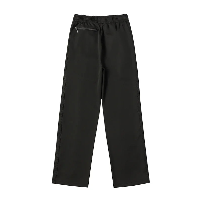 blue pattern embroidery casual motion pants men woman fashion street side edge weaving straight cylinder trousers unique default style 4520