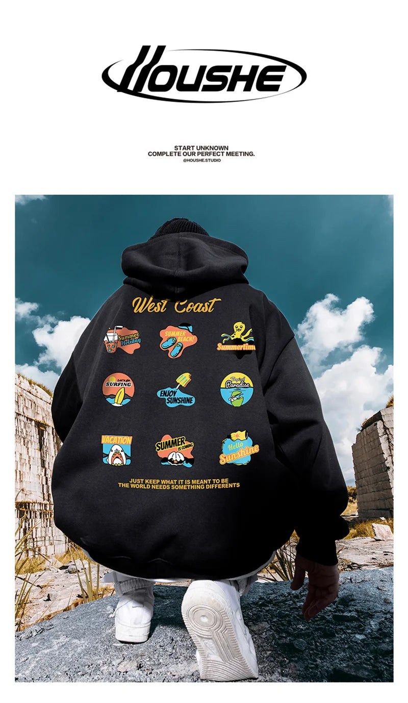West Coast Graffiti Graphic Hoodie Sweatshirts Men Autumn Pullovers Hoodies Casual Male Y2K Streetwear Top Hip Hop Tracksuit Street King Limited