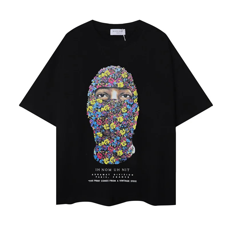 2024ss New IH NOM UH NIT T-shirt Masked Gold Necklace Printing Men Woman Good Quality Chaopai Top Tees Street King Limited