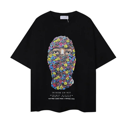 2024ss New IH NOM UH NIT T-shirt Masked Gold Necklace Printing Men Woman Good Quality Chaopai Top Tees Street King Limited