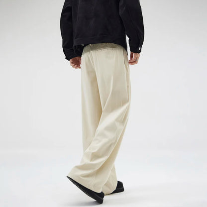 wide leg casual suit pants men japanese korean streetwear fashion loose cleanfit suit baggy pants cityboy long trousers menswear bottoms