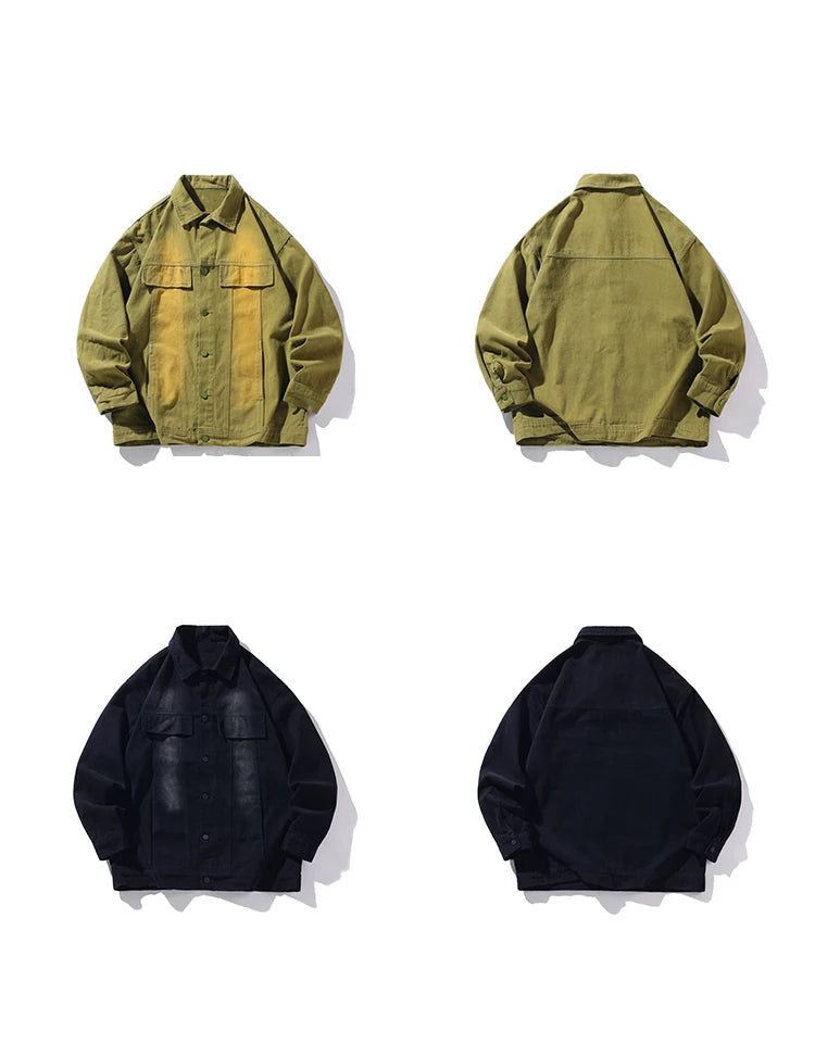 vintage high street washed denim jacket fashion streetwear luxury brand unisex jean coats loose casual male jackets unique jeans style 100