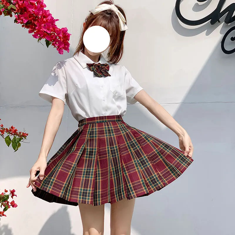 Jk Uniforms Gyaru School Uniform for Girl Student Pleated Skirt Uniform Set Women Short Sleeve Bow Tie Seifuku Japanese Style Street King Limited