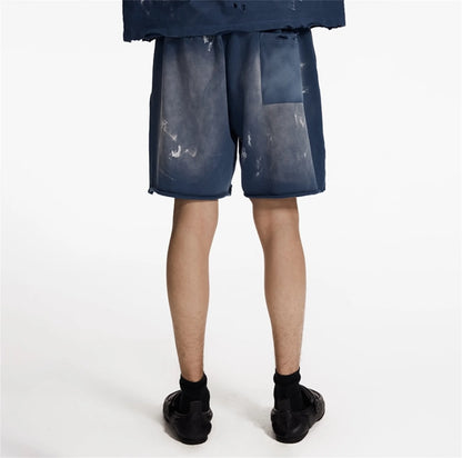 Saint Louis 24SS Future Vintage Splashing Ink Graffiti Making Dirty Water Making Old Drawstring Shorts For Summer Street King Limited