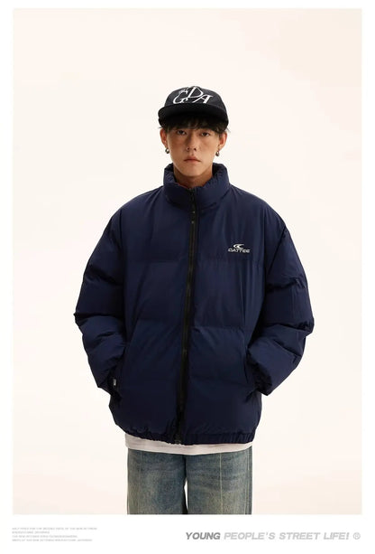 Winter Double Sided Parkas Women Men Thick Warm Patchwork Cotton Padded Coat High Street Loose College Stand Collar Outwear New Street King Limited