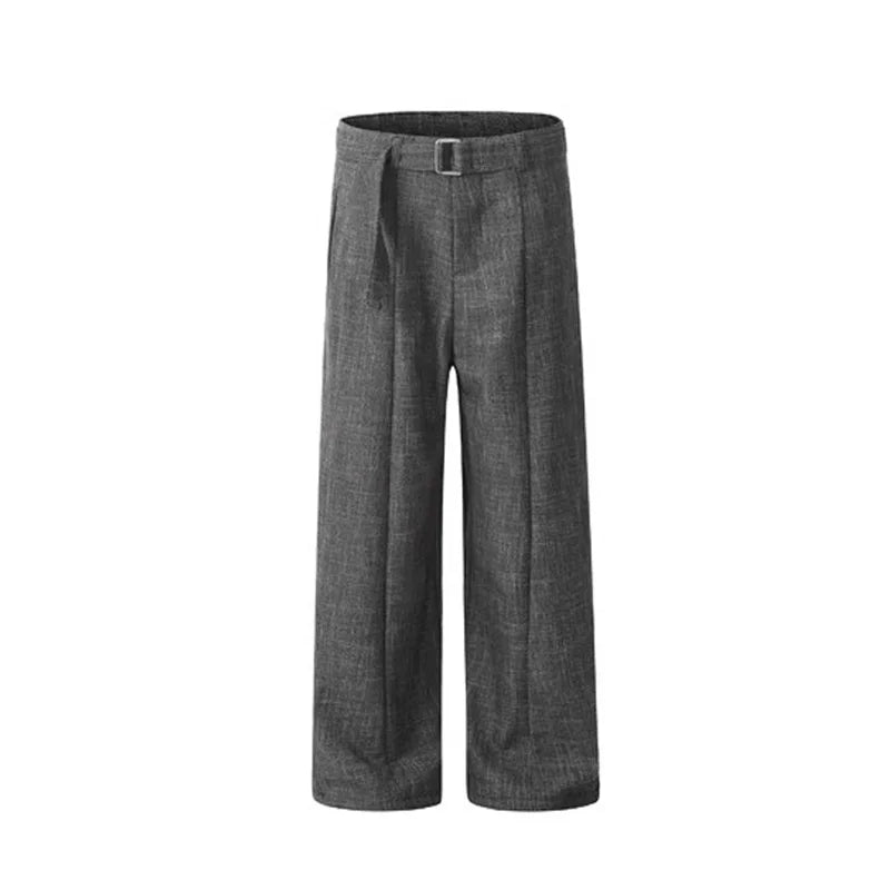 men women streetwear fashion loose casual belt wide leg suit pant boyfriend straight trousers baggy pants unique default style 2238