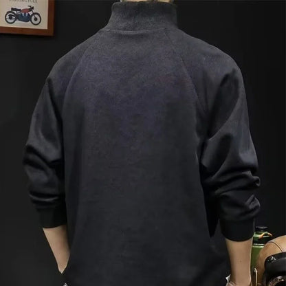 Autumn Suede Turtleneck Long Sleeve Sweatshirts Men Letter Foam Print Patchwork Crewneck Pullover Hoodie Y2K Streetwear Clothes Street King Limited