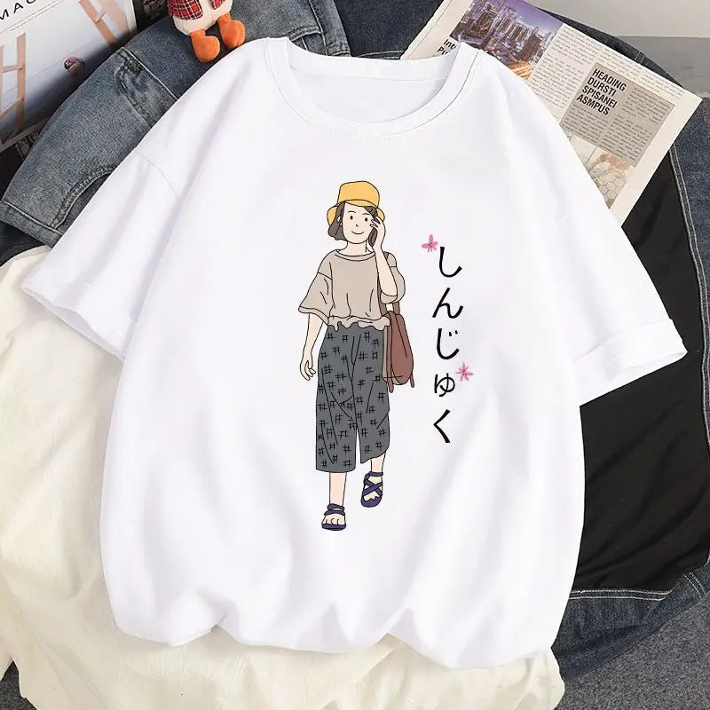Pure cotton short-sleeved large size versatile T-shirt women's loose new student top trendy women clothing y2k tops emo clothes Street King Limited