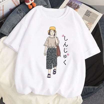 Pure cotton short-sleeved large size versatile T-shirt women's loose new student top trendy women clothing y2k tops emo clothes Street King Limited