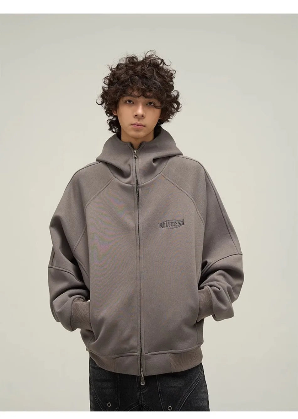 street letter embroidered jacket mens punk harajuku stand collar hooded sweatshirt zipper simplicity casual coats oversized unique default style 3898