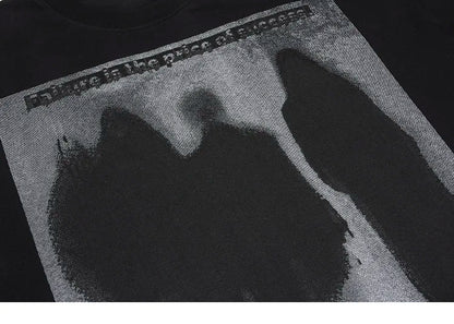 Men Hip Hop T Shirt Streetwear Dark Style Shadow Printed T-Shirt 2023 Summer Short Sleeve Tshirt Harajuku Cotton Tops Tees Black Street King Limited