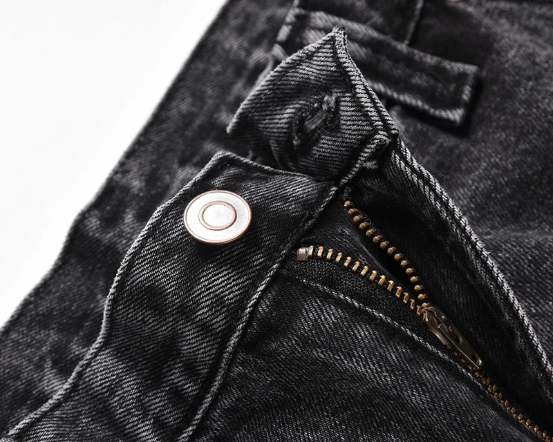 patchwork graffiti black straight denim pants mens vintage patches stitching ink splashed jeans y2k logging cargo pants for male unique cargo style 451