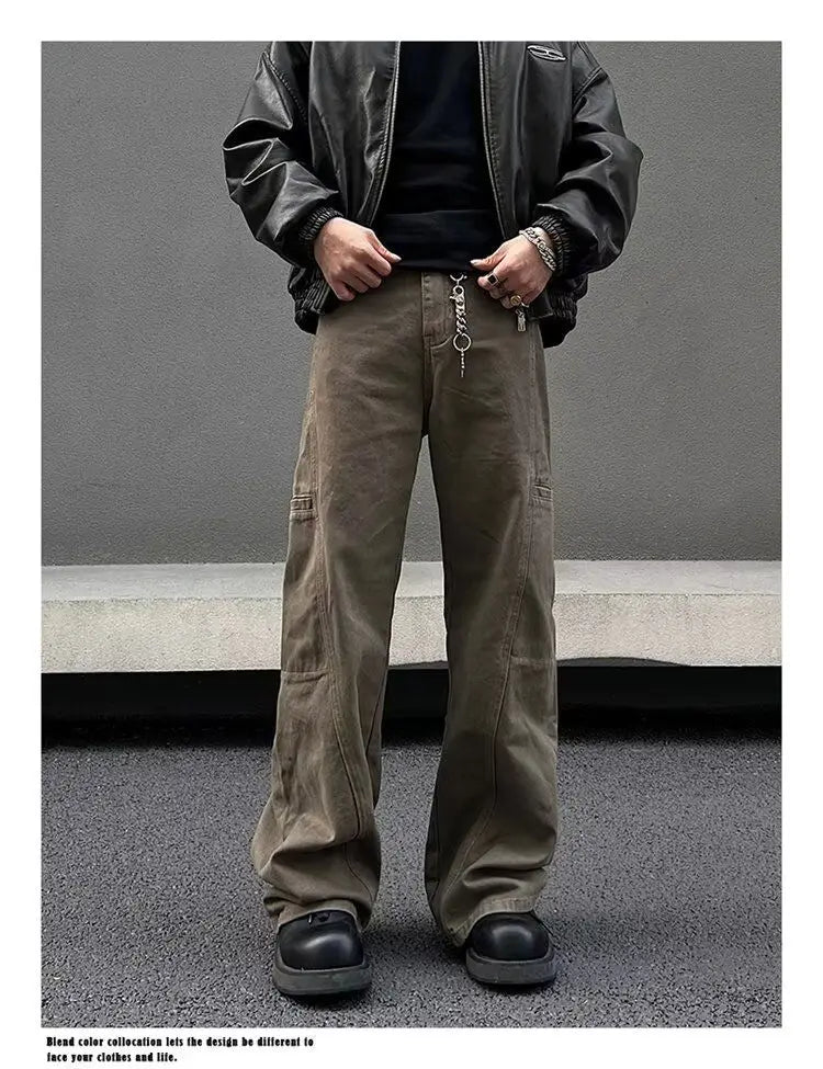 american high street retro men and women trendy straight work pants couple spring and autumn hip hop loose casual pants y2k unique default style 800