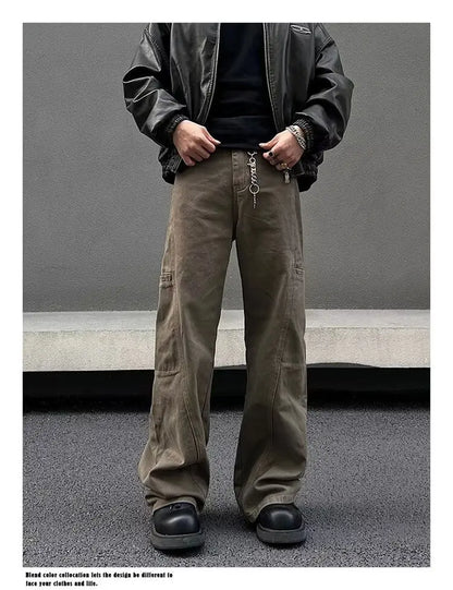 american high street retro men and women trendy straight work pants couple spring and autumn hip hop loose casual pants y2k unique default style 800