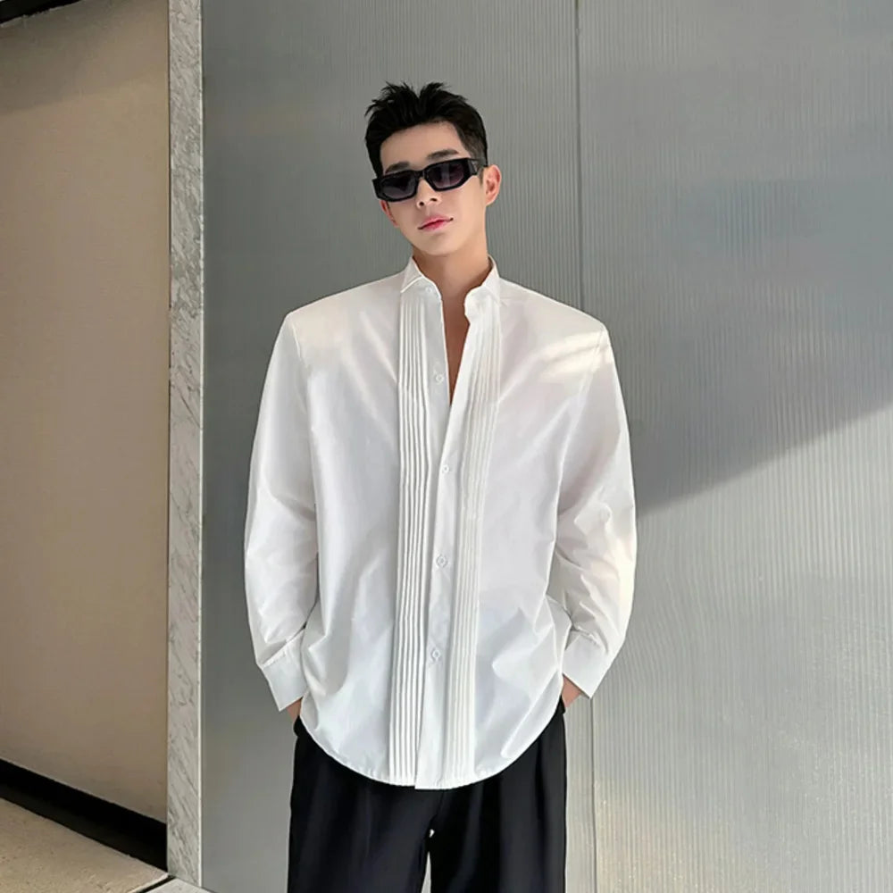 Men French Vintage Fashion Business Casual Long Sleeve Loose Dress Shirts Man Korean Streetwear Party Shirt Blouses Street King Limited