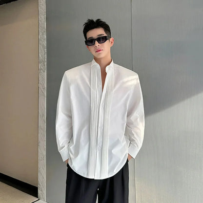 Men French Vintage Fashion Business Casual Long Sleeve Loose Dress Shirts Man Korean Streetwear Party Shirt Blouses Street King Limited