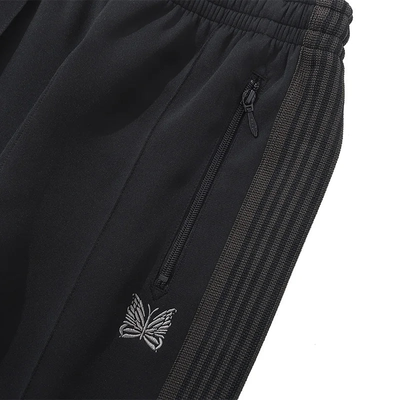 blue pattern embroidery casual motion pants men woman fashion street side edge weaving straight cylinder trousers unique default style 4552