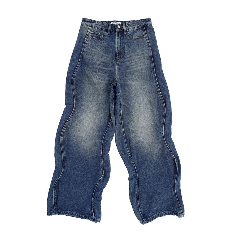 2024 autumn and winter new wave pants wash do old outline jeans denim street jeans
