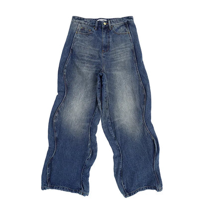 2024 autumn and winter new wave pants wash do old outline jeans denim street jeans