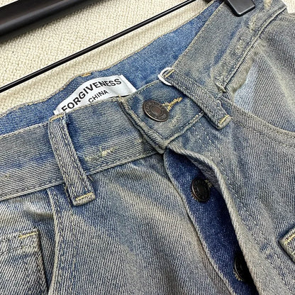 Cut Jeans with a mud-dye knife Street King Limited