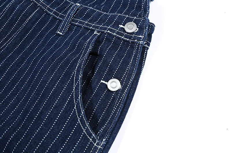 Retro Primary Denim Overalls Jeans For Men Amekaji Suspenders American Homme Original Vintage Style Jeans Street King Limited