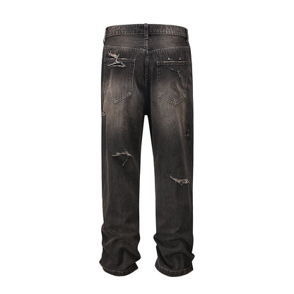 streetwear frayed hole distreesed ripped baggy jeans for men and women pantalones hombre y2k casual denim trousers oversized ripped baggy denim