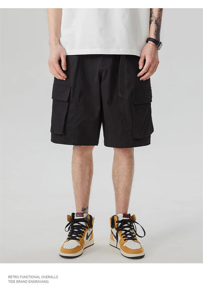 summer new american retro cargo shorts for men casual multi pocket baggy y2k shorts streetwear hip hop embroidery short cargo unique cargo style 301
