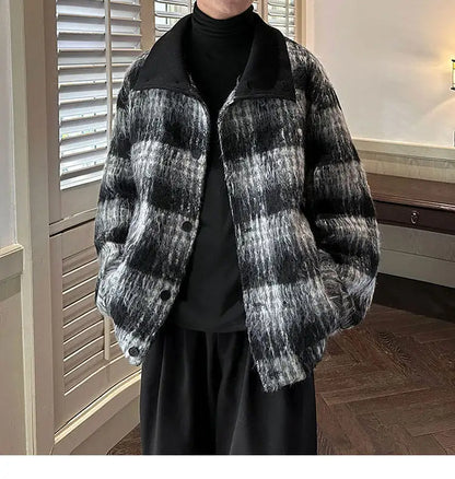 men turtleneck trendy brand fashion stripe christmas woolen bomber jacket women oversize plaid top coat outerwear unique default style 1160