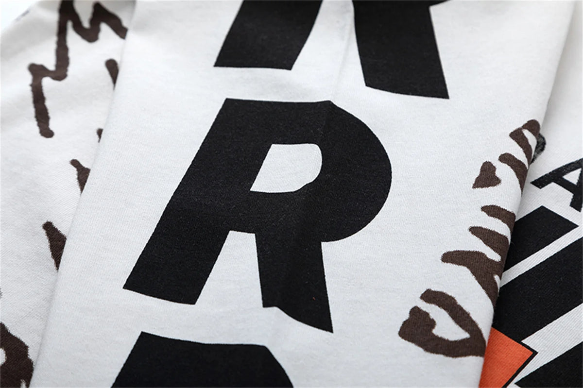 2024 Summer And Spring 123 Letter Print GYMGNO Graffiti Slogan Worn Retro Long Sleeve T Shirt Pullover Sweatshirt Street King Limited