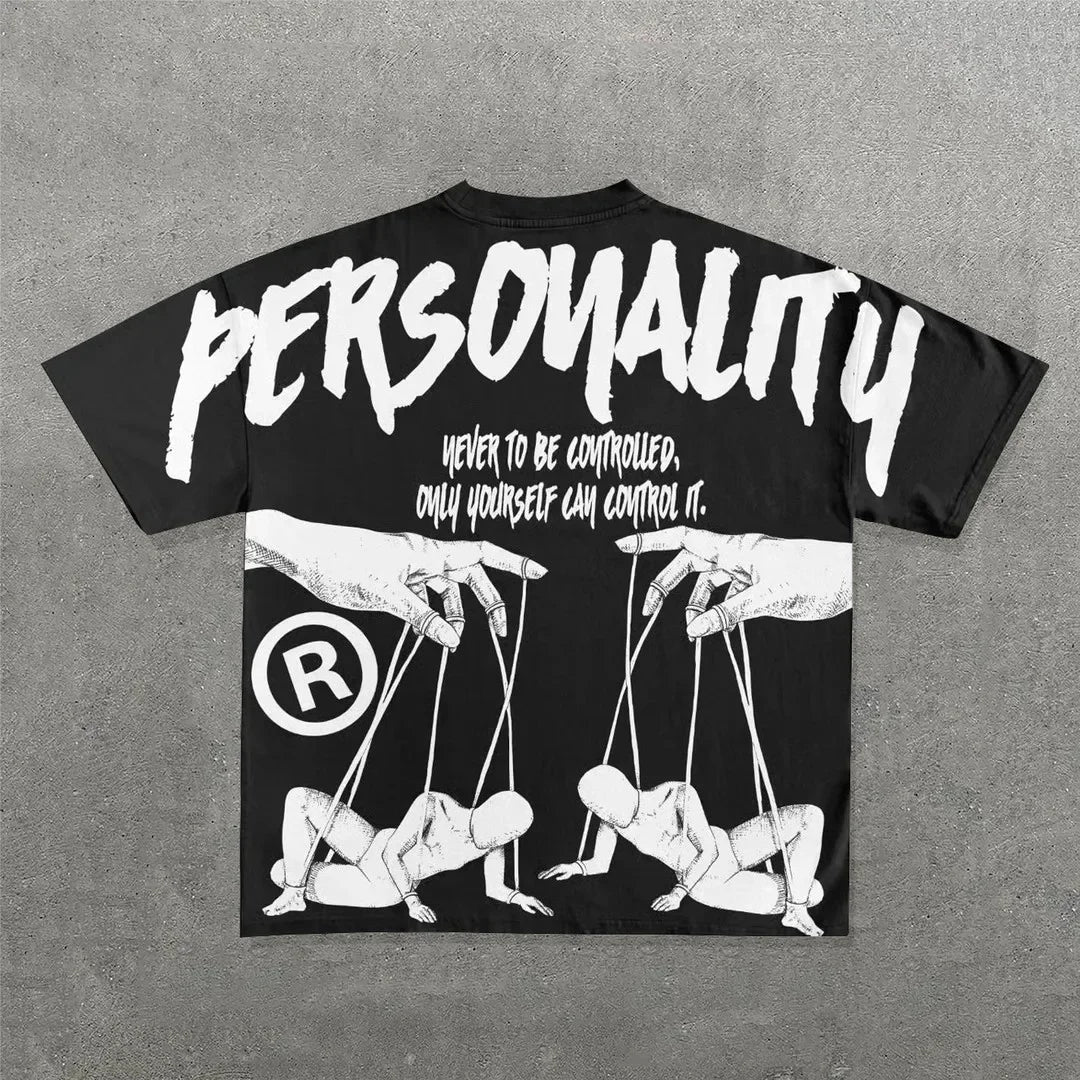 New Gothic Pigeon Crown Letter Printed Large Pattern T-shirt Cotton Shirt Couple High Street Y2K Top Gothic T-shirt  pro choice Street King Limited