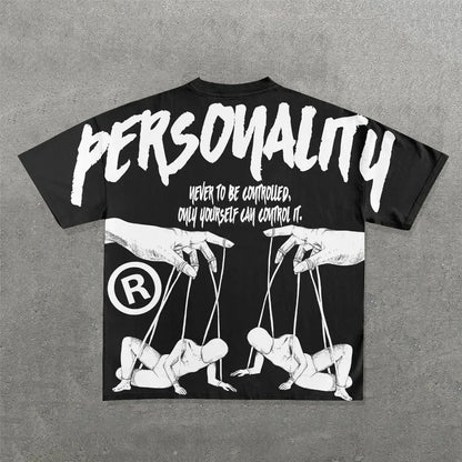 New Gothic Pigeon Crown Letter Printed Large Pattern T-shirt Cotton Shirt Couple High Street Y2K Top Gothic T-shirt  pro choice Street King Limited