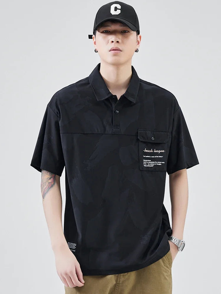 Streetwear Summer Short Sleeve Lapel Polo Shirt Mens Full Print Tee Shirts Korean Summer Short Sleeve Lapel Polo Shirt Mens Full Print Tee Shirts Korean Fashion Pocket Golf Wear Button Camisa Polo Masculina Fashion Sweater Jacket With Graphic Design For Men
