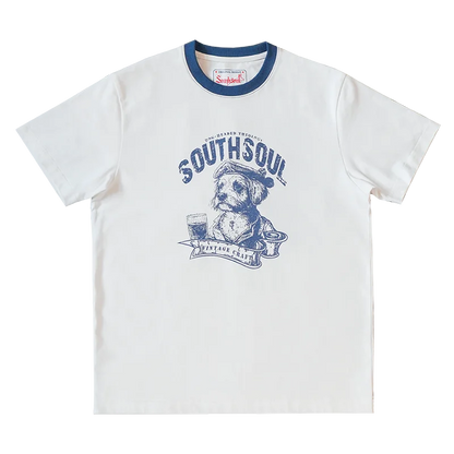 American vintage heavyweight cotton 280g contrasting thread print T-shirt for men with small neckline anti-shrinking Street King Limited