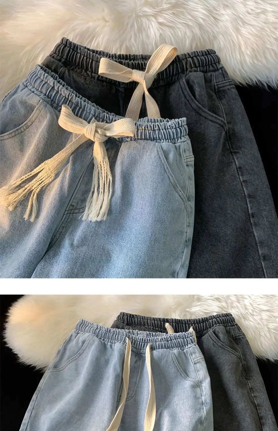 American denim shorts men's summer thin denim shorts elastic waist loose American retro high street pants men clothing y2k tops Street King Limited