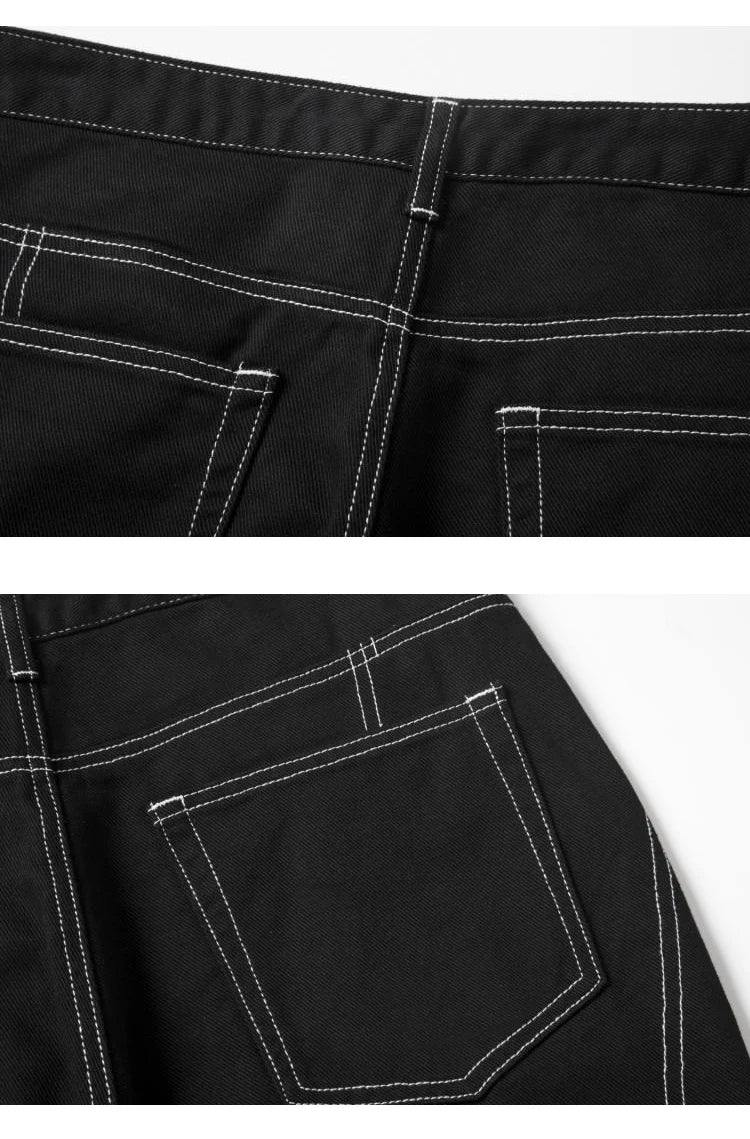 fashion design lines denim jeans mens zipper loose straight trousers hip hop new casual streetwear pants joggers baggy jeans unique joggers style 438