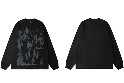 Men Suede Sweatshirt Streetwear Shadow Graphic Harajuku Pullover 2023 Autumn Sweat Shirt Pullover Hip Hop Street Wear Hipster Street King Limited
