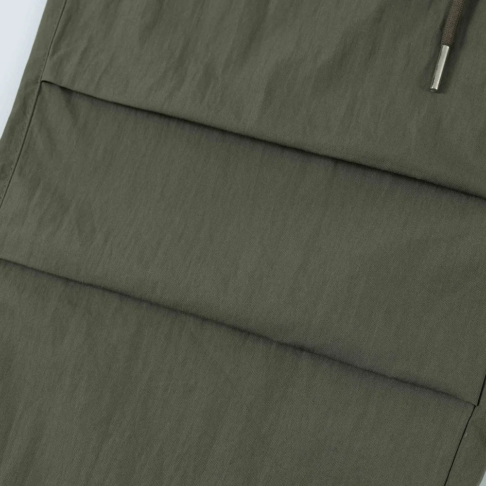 Men Solid Color Pants Y2K Pleated Joggers Baggy Pants Hip Hop Casual Drawstring Waist Quick Drying Trousers Street King Limited