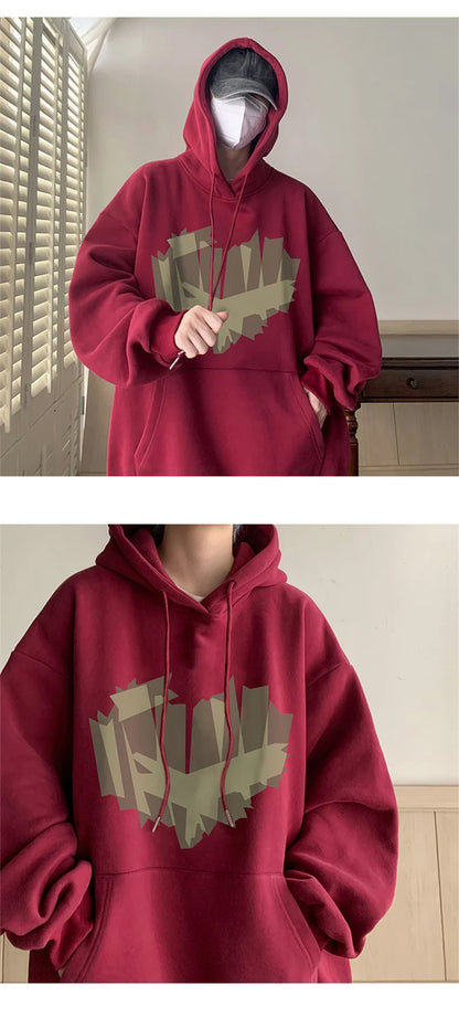 Autumn New Love Graphic Print Hoody Sweatshirts Man Hip Hop Oversized Streetwear Pullover Hoodies Y2K Vintage Casual Clothes Street King Limited
