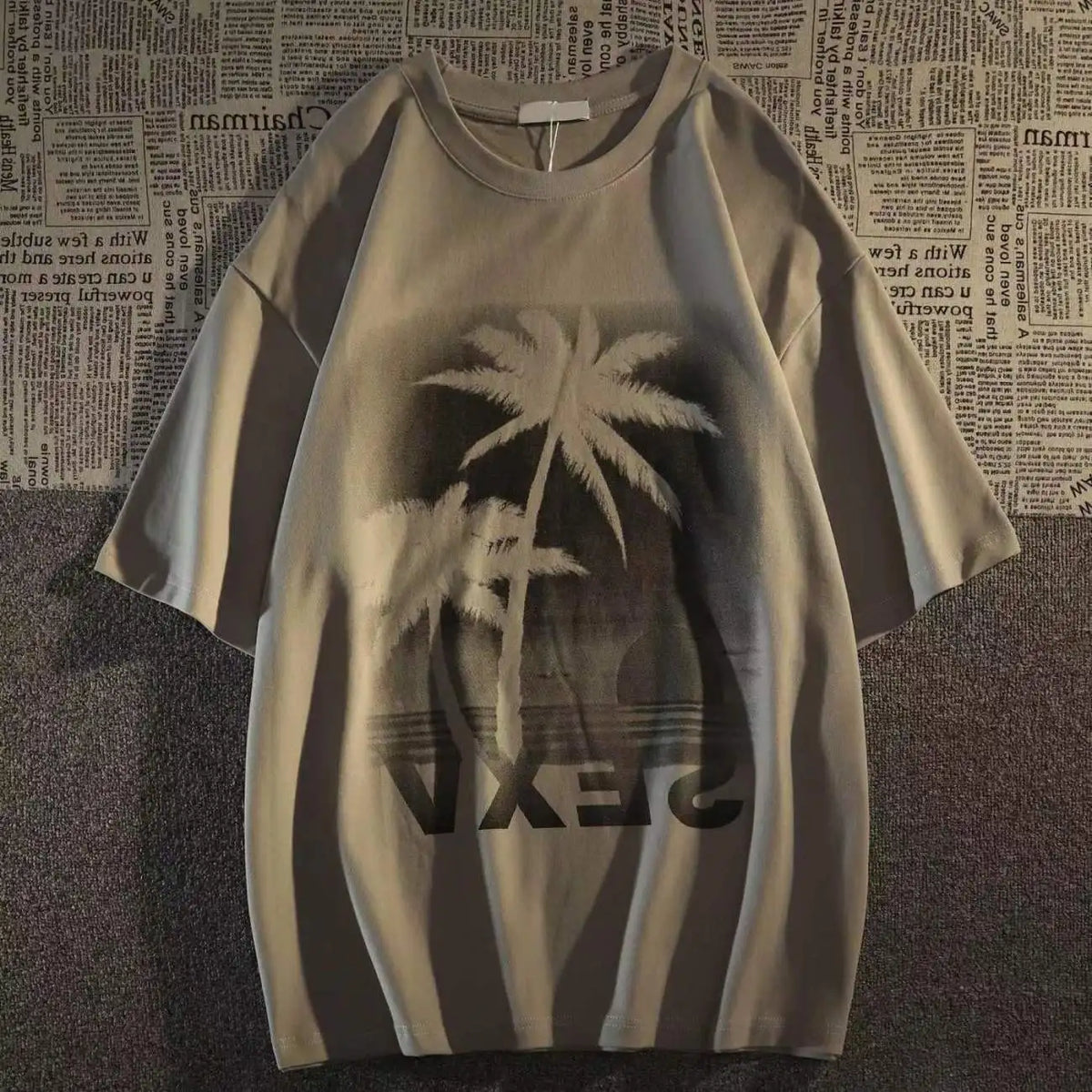 Pure cotton American retro coconut short-sleeved T-shirt for men and women couple wear trendy brand loose and versatile student Street King Limited