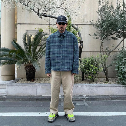 y2k streetwear vintage plaid winter padded cotton jacket for men and women lapel baggy casual ropa chaquetas hombre thick coat unique default style 1958