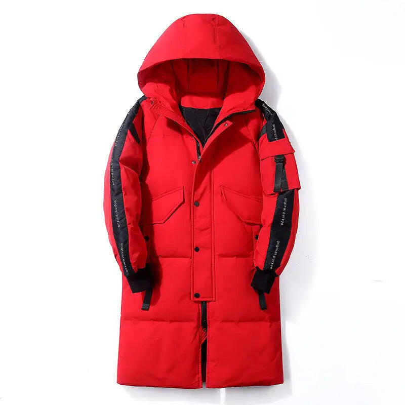 2023 New Winter Men Parka Big Pockets Casual Jacket Hooded Solid Color 2 colors Thicken And Warm hooded Outwear Coat Size 3XL Street King Limited