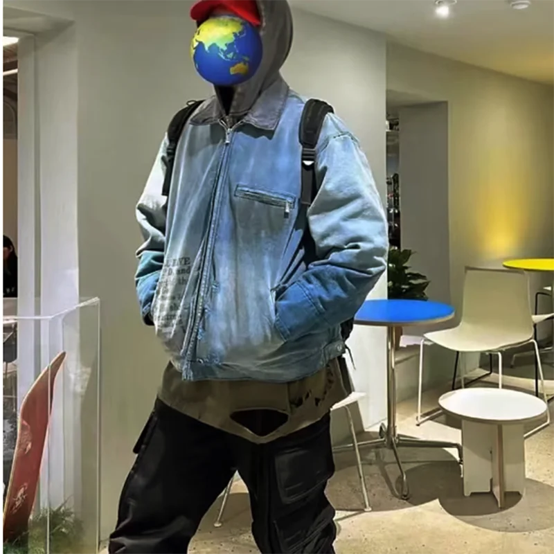 high street y2k lapel worn frayed cleanfit work jacket unisex washed casual chaquetas hombre ropa casual bomber coat oversized menswear bottoms